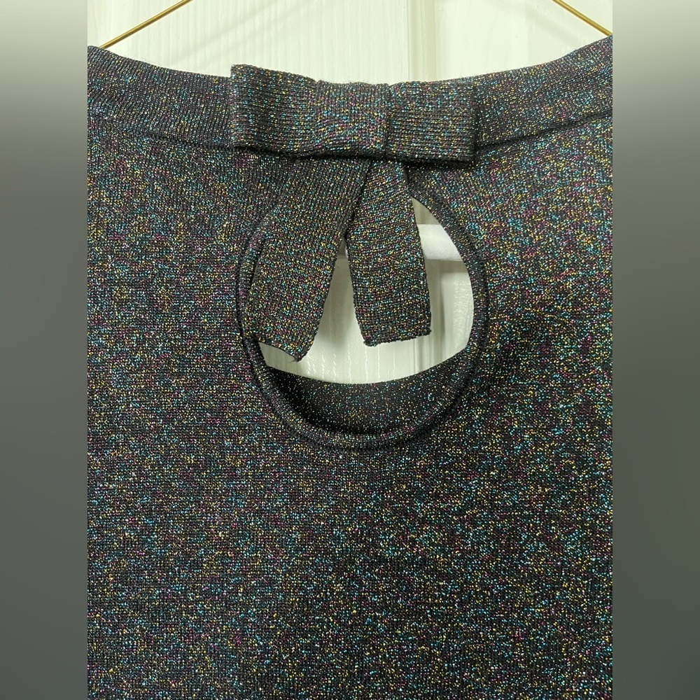Draper James black sweater with rainbow sparkle and bow on back size XS - Picture 6 of 11